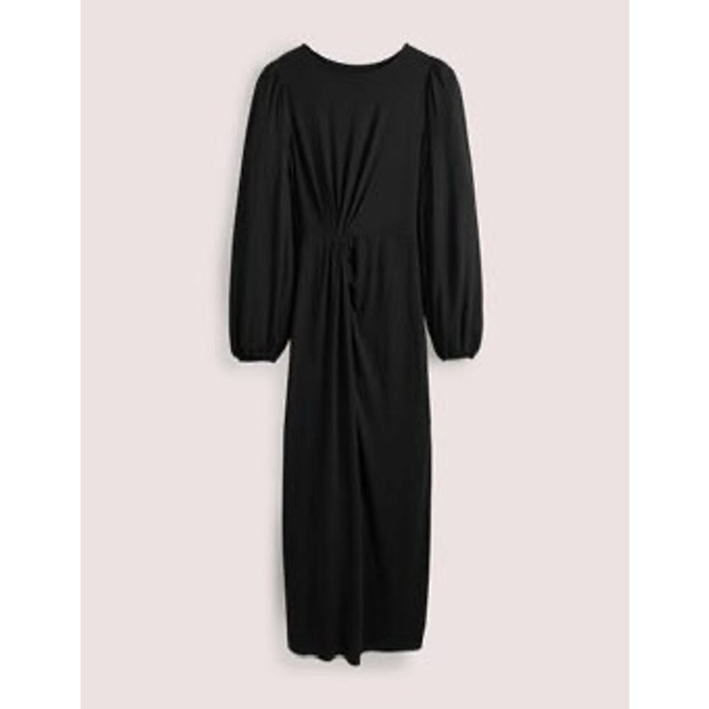 Boden Black Long Sleeve Ruched Knee Length Dress Size 6R Classic Breathable